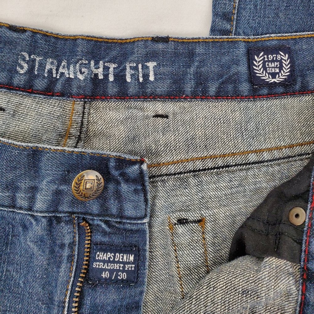 Chaps Denim Straight Fit Jeans Blue Men's 40 x 30 - Picture 9 of 14